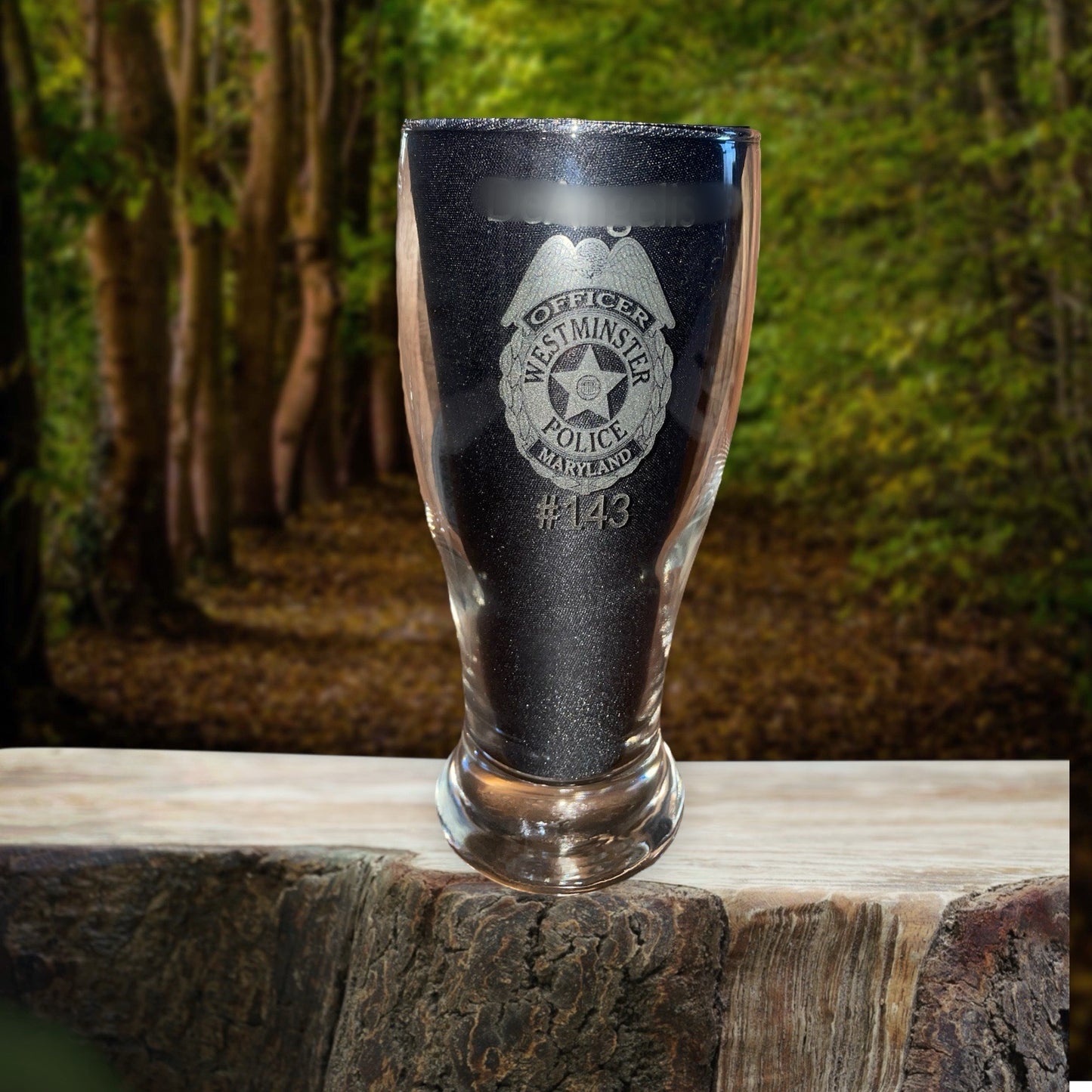 Custom Engraved Police Bar Glass