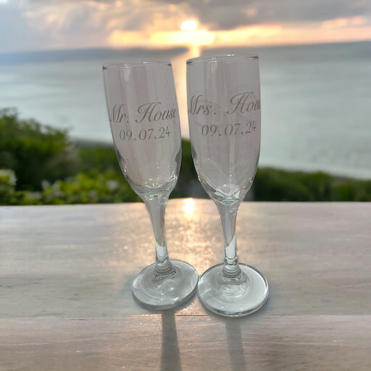 Mr. And Mrs. Wedding Champagne Glasses