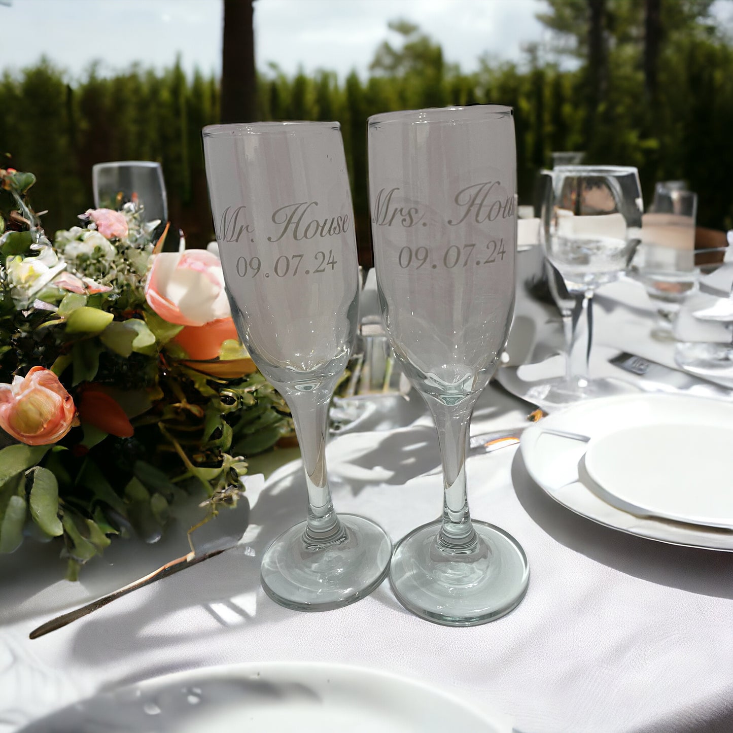 Mr. And Mrs. Wedding Champagne Glasses